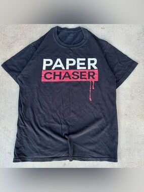 Paper Chaser Hustle Black Graphic Crew Neck T-Shirt Mens L